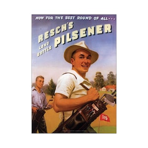 Resch's Pilsener Golfers Art Print – 1930s Retro Pub Sign