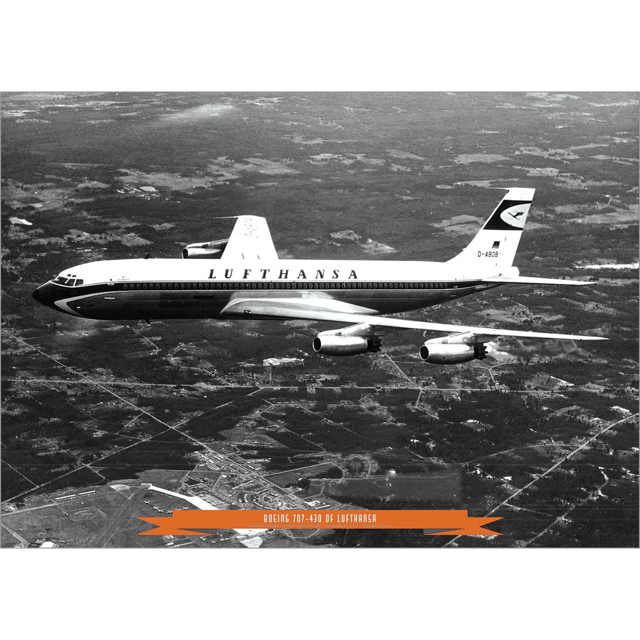 Lufthansa Boeing 707-430 Art Print – in Flight 1960s – 3 Sizes