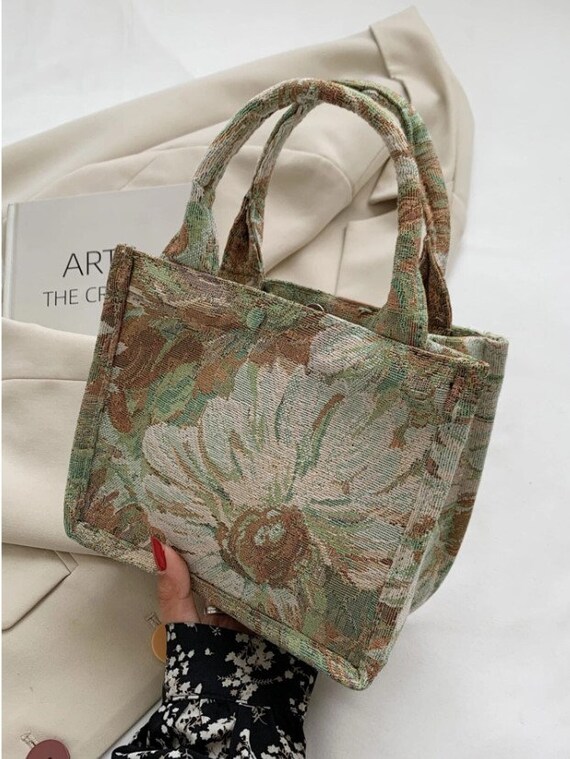 floral graphic satchel bag