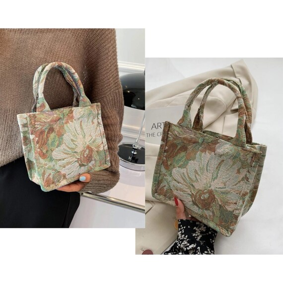 floral graphic satchel bag