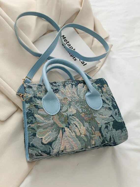 floral graphic satchel bag