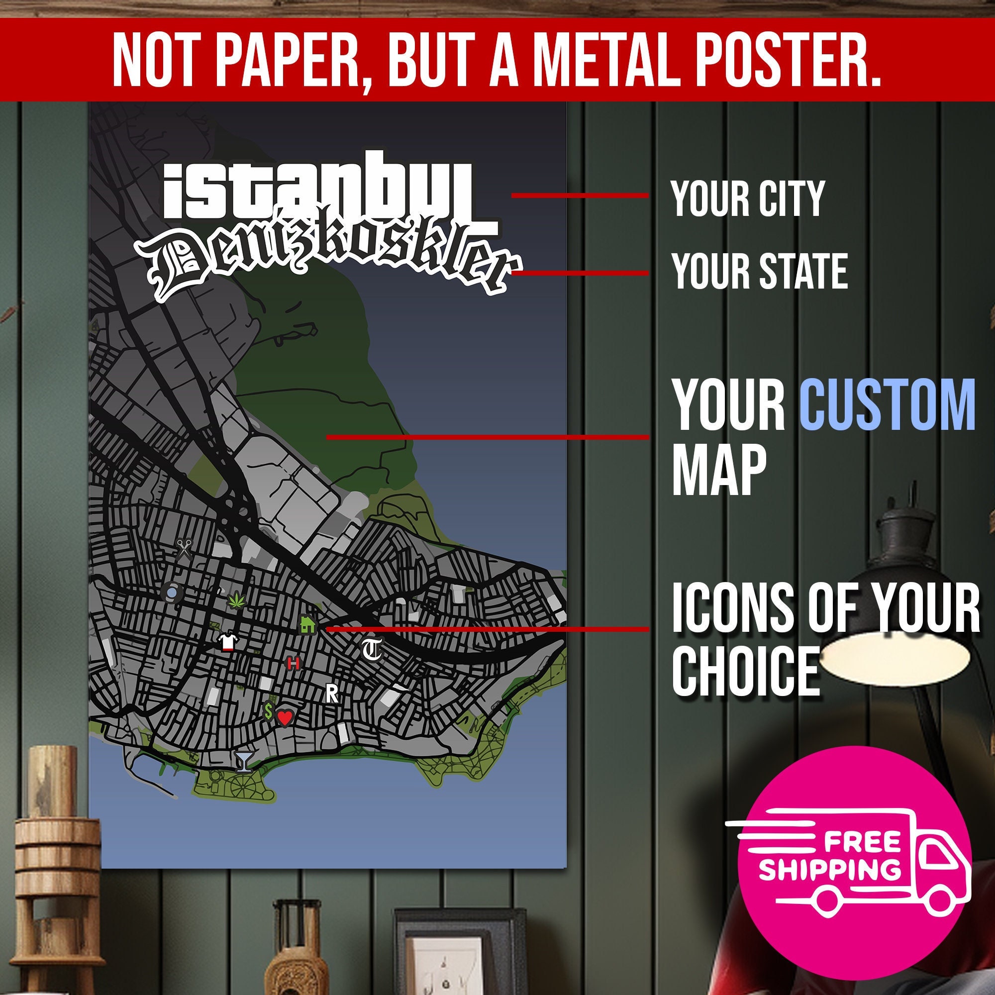 GTA 5 Grand Theft Auto V Los Santos & Blaine Map Poster Art Print