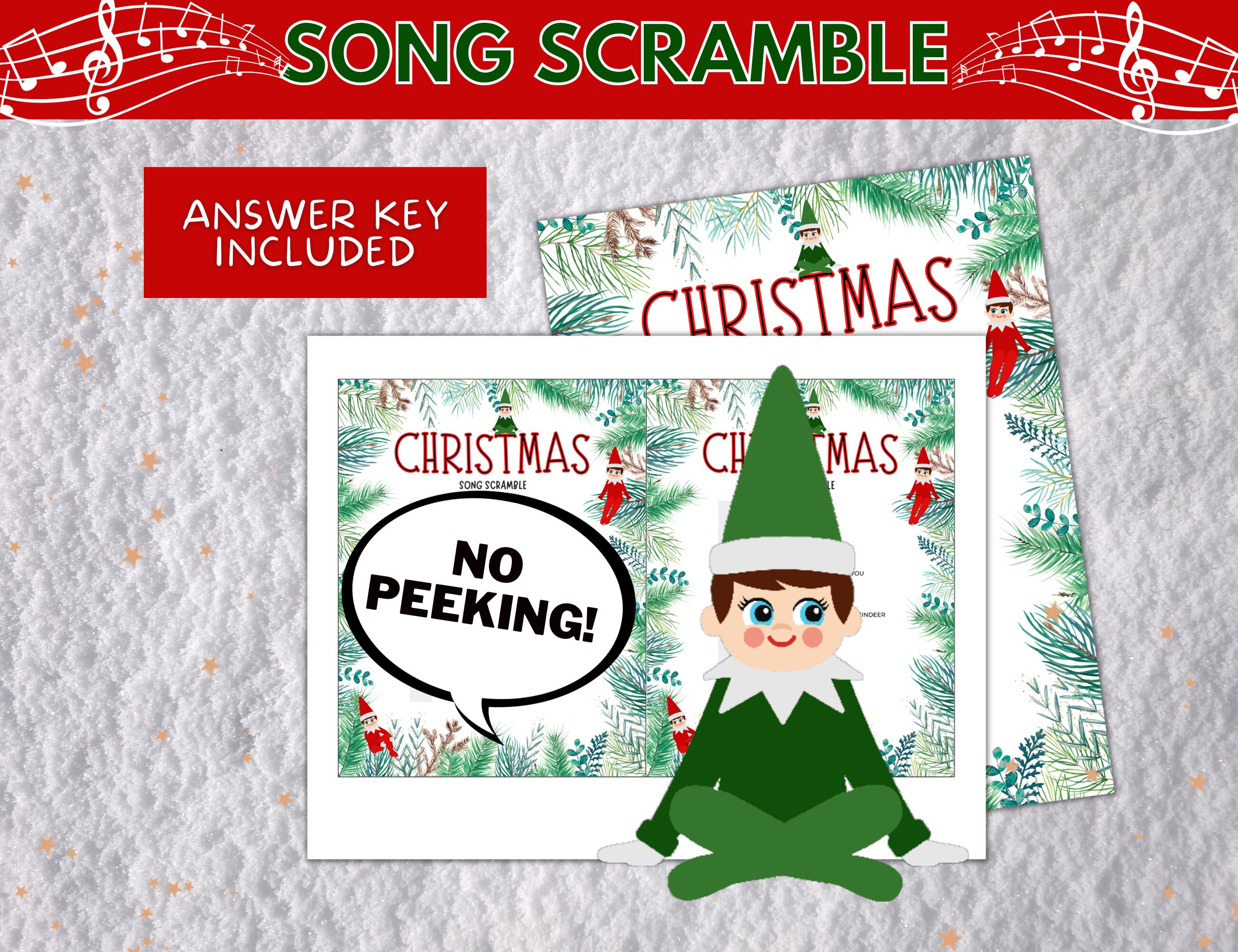 Christmas Song Scramble Game, Guess the Christmas Carol Game, Elf ...