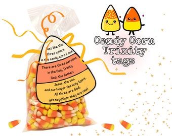 Candy Corn Trinity Tag Christian Halloween Treat Tag for Goody Bag Trunk or Treat Sunday School Halloween Treat Tags Church Candy Tags Print