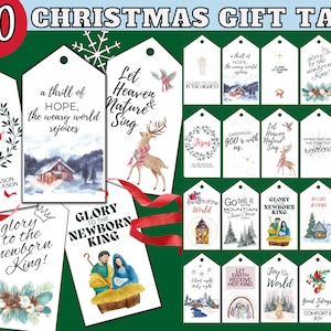 Christliche Weihnachtsgeschenkanhänger, druckbare Geschenkanhänger für Weihnachten, Geschenkanhänger, Hang Tags, Weihnachtskrippe, Noel, Glory to the NewBorn KING !