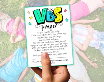 VBS Prayer Card for Kids, Vacation Bible School Encouragement Gift for Children, VBS Favor Tag, VBS Church Camp Gift Ideas, Vbs Gift Bag