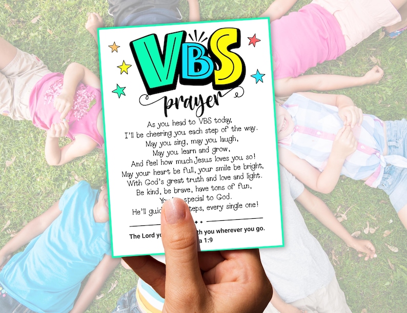 VBS Prayer Card for Kids, Vacation Bible School Encouragement Gift for ...