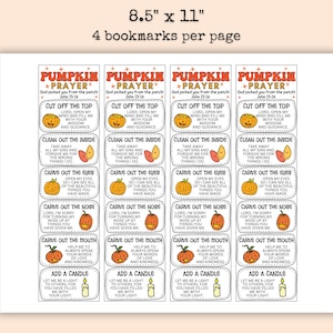 Pumpkin Prayer Bookmark, Pumpkin Gospel, Trunk or Treat Ideas, Pumpkin ...