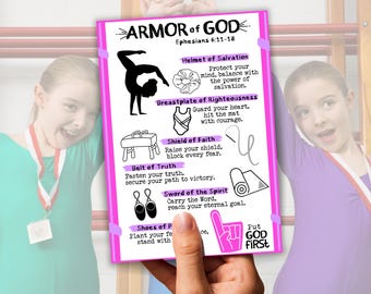 Armor of God Sports Card for Gymnastics, Christian Sports Prayer for Kids, Athlete Prayer, Girls Gymnastics Prayer, Girls Gymnastics Gift