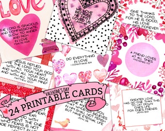 Valentinstag Gebetstafel Bibel-Vers-Karten, druckbare Liebesschrift-Karten, christliche Traktate zum Ausgeben, VDAY druckbare Karte Gebets-Kit
