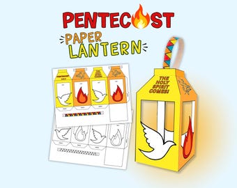 Pentecost Bible Craft for Kids, Paper Lantern Coloring Sheet Printable, Pentecost Coloring Page, Holy Spirt Craft, Pentecost Bible Lesson