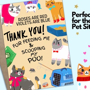 Carte imprimable pour gardienne d'animaux de compagnie, carte amusante pour gardienne de chat, carte imprimable chat, carte-cadeau pour gardienne d'animal de compagnie