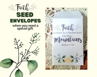 Mustard Seed Gift Faith Over Fear, Seed Packet Gift for Church Giveaway, Faith Can Move Mountains, Have Faith Christian Gift for Friend, DIY