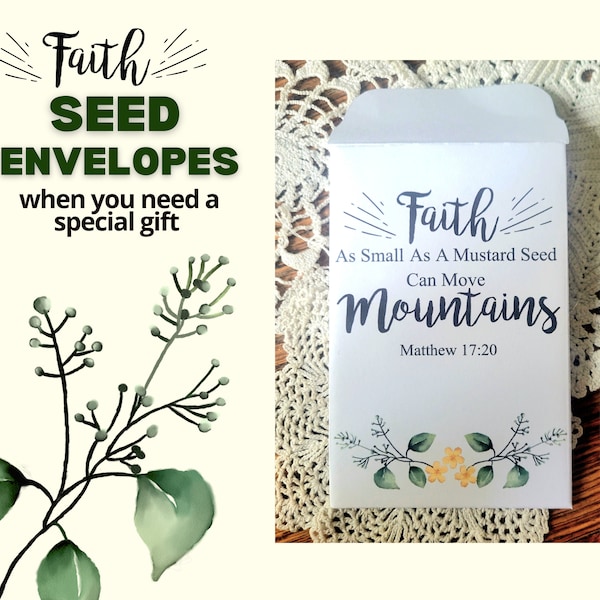 Mustard Seed Gift Faith Over Fear, Seed Packet Gift for Church Giveaway, Faith Can Move Mountains, Have Faith Christian Gift for Friend, DIY