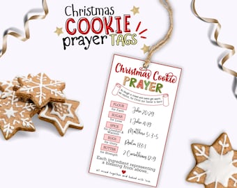 Christmas Prayer Tags for Tray of Cookies, Christmas Cookie Gift Tag with Scripture, Cookie Tag with Bible Verses, Cookie Exchange Tags