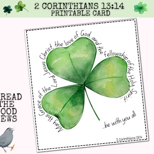Shamrock Holy Trinity - 2 Korintiërs 13:14, St. Patrick's Day Bijbelverskaarten, christelijke traktaten om flauw te vallen, Christian St. Particks Day