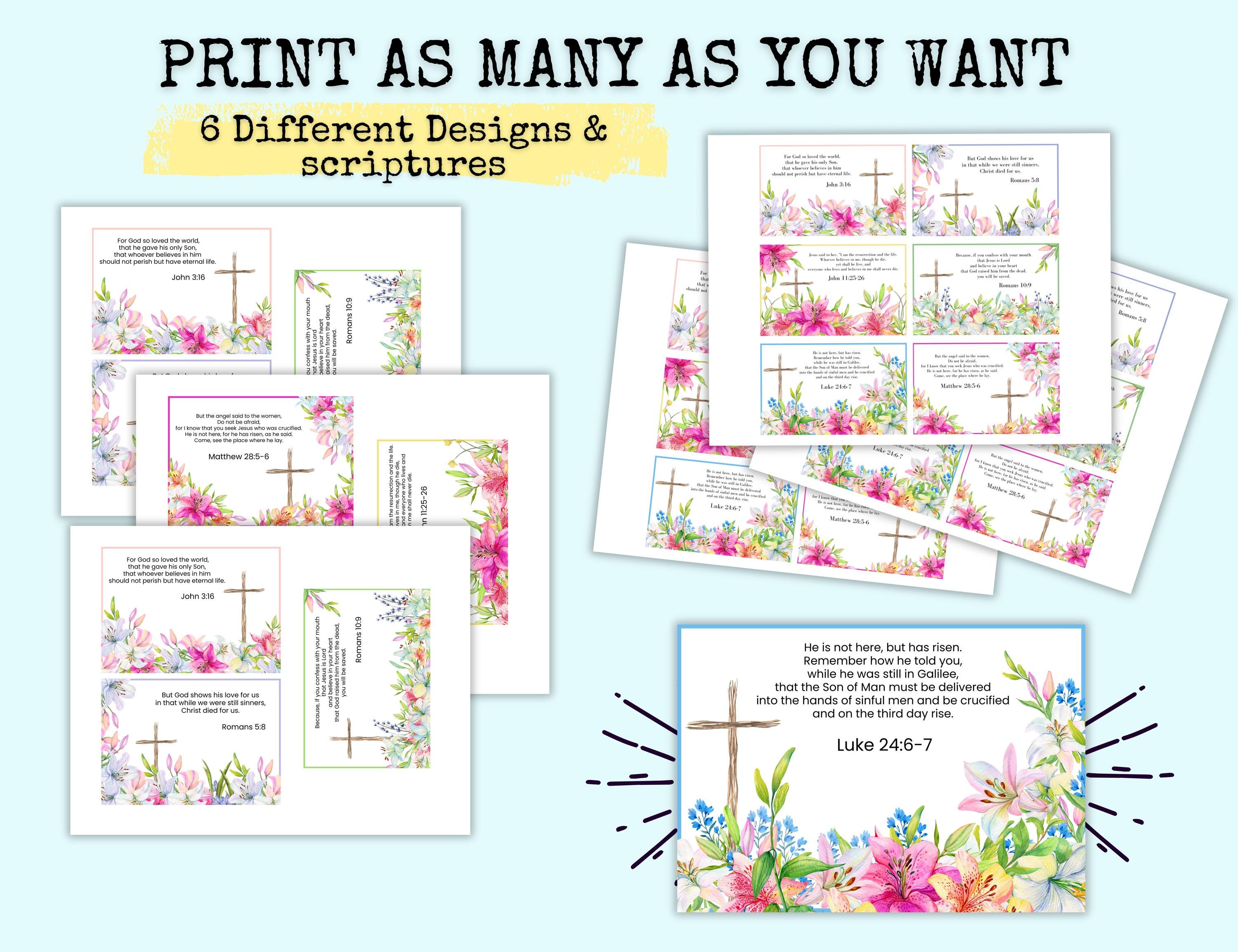 Easter Scripture Cards Christian Easter Bible Verse Card, Easter Sunday ...