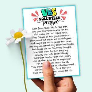 VBS Dankeskarten für Volunteers, Urlaubsbibelschule Gebetskarten für Volunteers und Crew, VBS Wertschätzungsgeschenkkarte, VBS Lehrergeschenk
