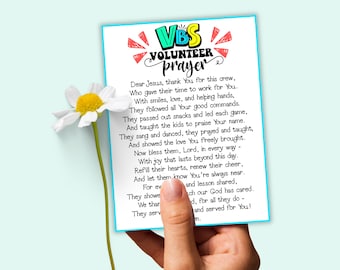 VBS Dankeskarten für Volunteers, Urlaubsbibelschule Gebetskarten für Volunteers und Crew, VBS Wertschätzungsgeschenkkarte, VBS Lehrergeschenk