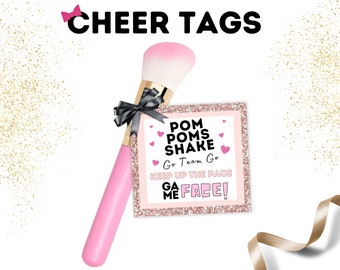 Cheerleader Makeup Gift Tags Cheer Survival Kit, Cheerleader Favor Game Day Treats for Cheerleader, Competiton Day Cheerleading Gift Favor