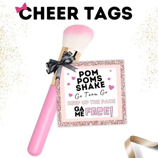 Cheerleader Makeup Gift Tags Cheer Survival Kit, Cheerleader Favor Game Day Treats for Cheerleader, Competiton Day Cheerleading Gift Favor