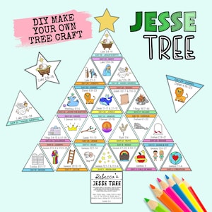 Jesse Tree Advent Calendar Craft Activity for Kids, Jesse Tree for Kids Printable Coloring Pages, Jesse Tree Christmas Craft Bible Lesson