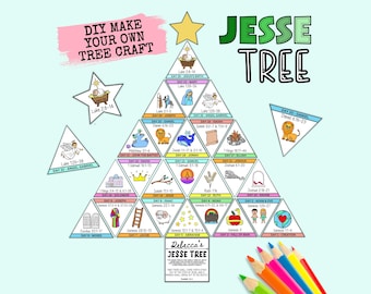 Jesse Tree Advent Calendar Craft Activity for Kids, Jesse Tree for Kids Printable Coloring Pages, Jesse Tree Christmas Craft Bible Lesson