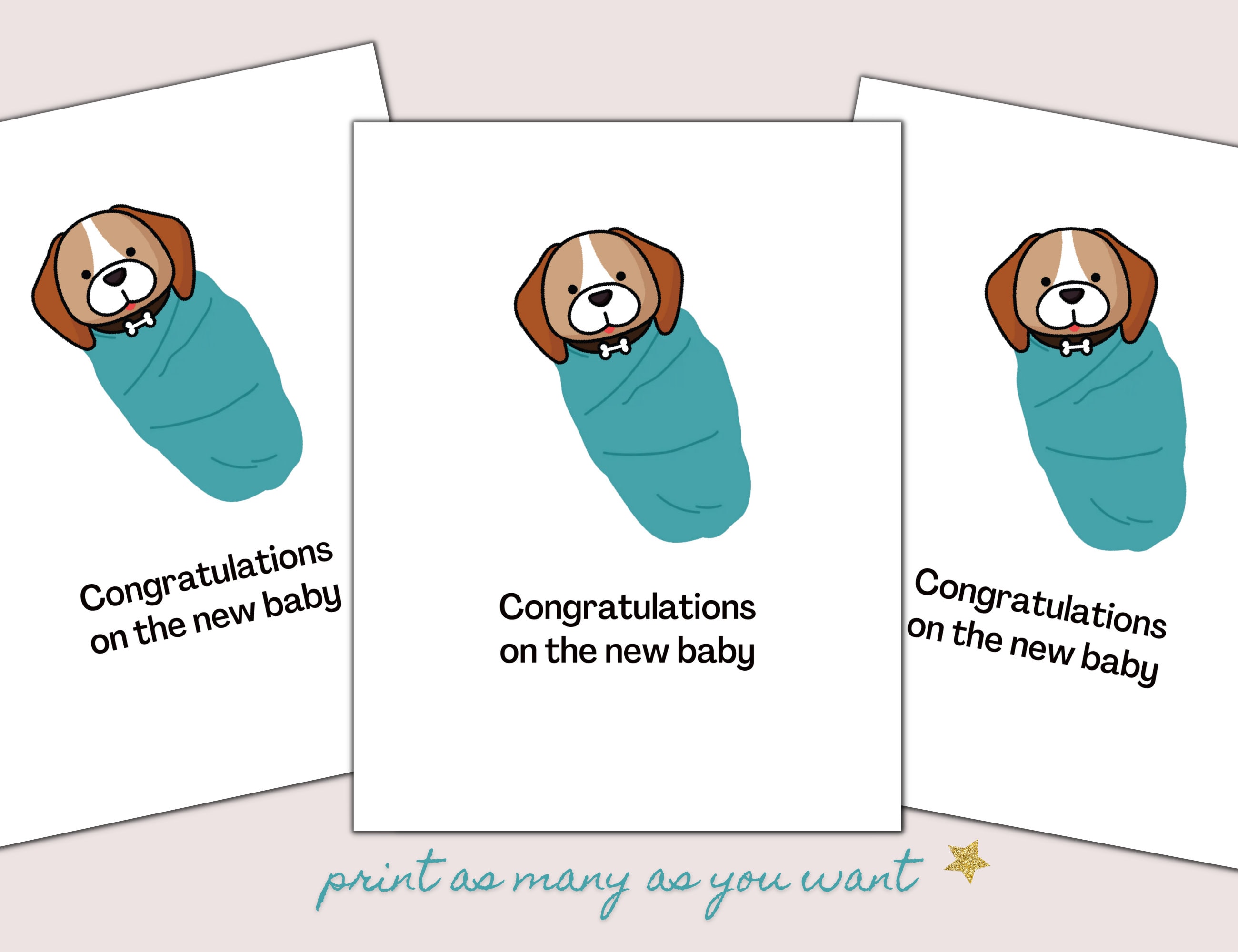 Congratulations on New Dog Card New Puppy Card Swaddled Dog Etsy