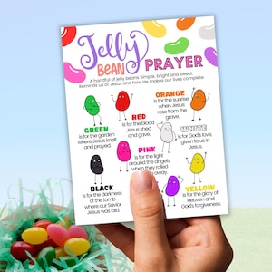 Etichette di preghiera di Jelly Bean, stampabili di poesie di Jelly Bean, etichette di dolcetti pasquali per bambini, Vangelo di Jelly Bean, preghiera di Pasqua, etichetta di caramelle pasquali