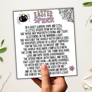 Tarjeta de araña de Pascua, poema de araña de Pascua, feliz araña de Pascua, regalo de araña de Pascua, historia de araña de Pascua, efímera de araña, tarjeta de araña con cuentas