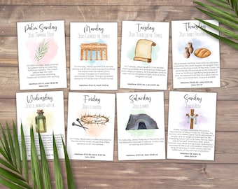 Holy Week Cards, Easter Story Cards, Easter Advent Printable, Easter Scripture Cards, Holy Week Countdown, Printable Holy Week Countdown