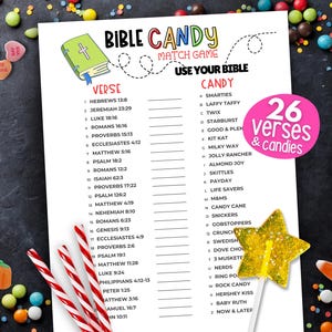 Bible Candy Match Game, Books of the Bible Candy Game, kerkfeestspel, Bijbelspellen voor kinderen en volwassenen, Bijbelspellen voor tieners, jeugdgroep