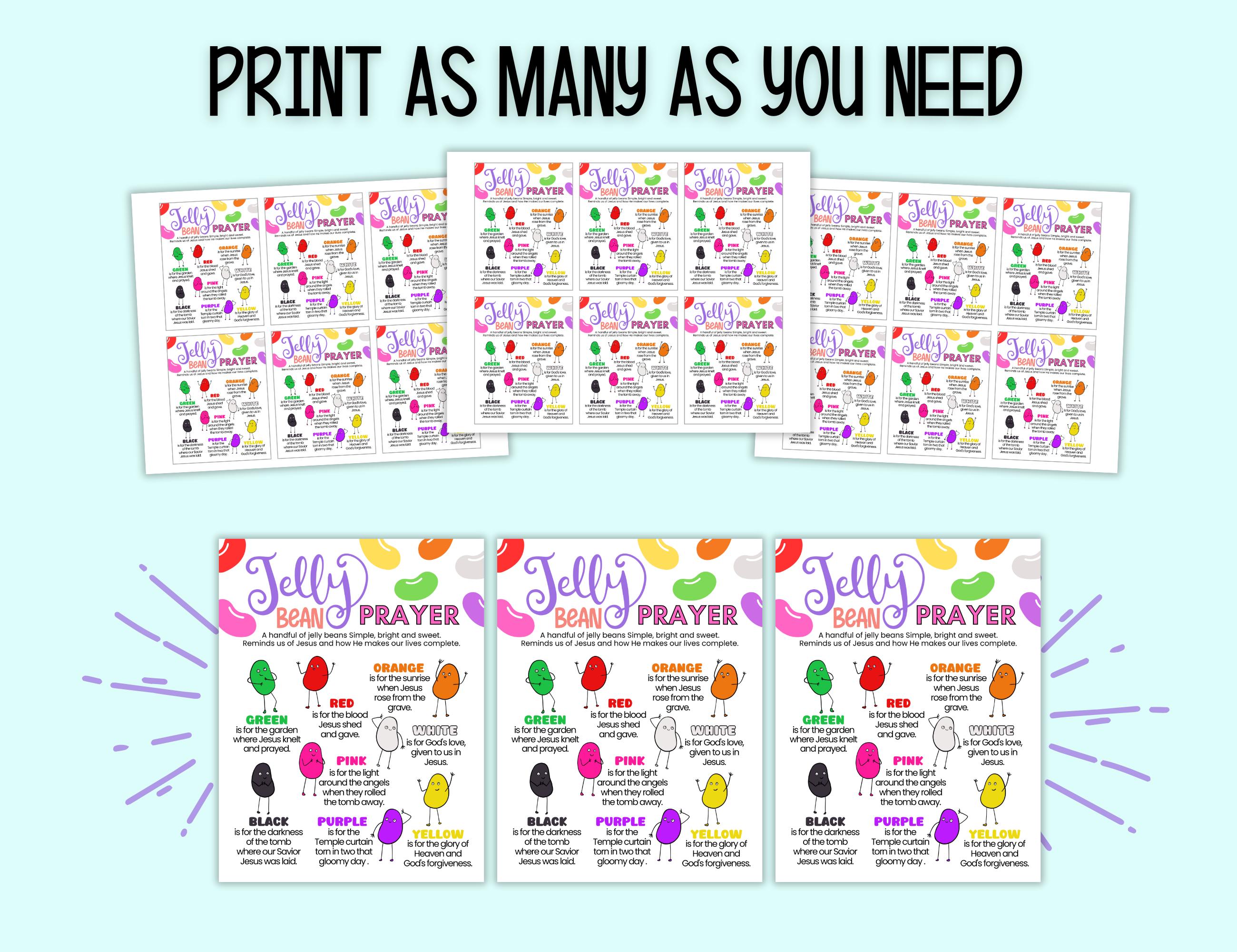 Jelly Bean Prayer Tags, Jelly Bean Poem Printables, Kids Easter Treat ...