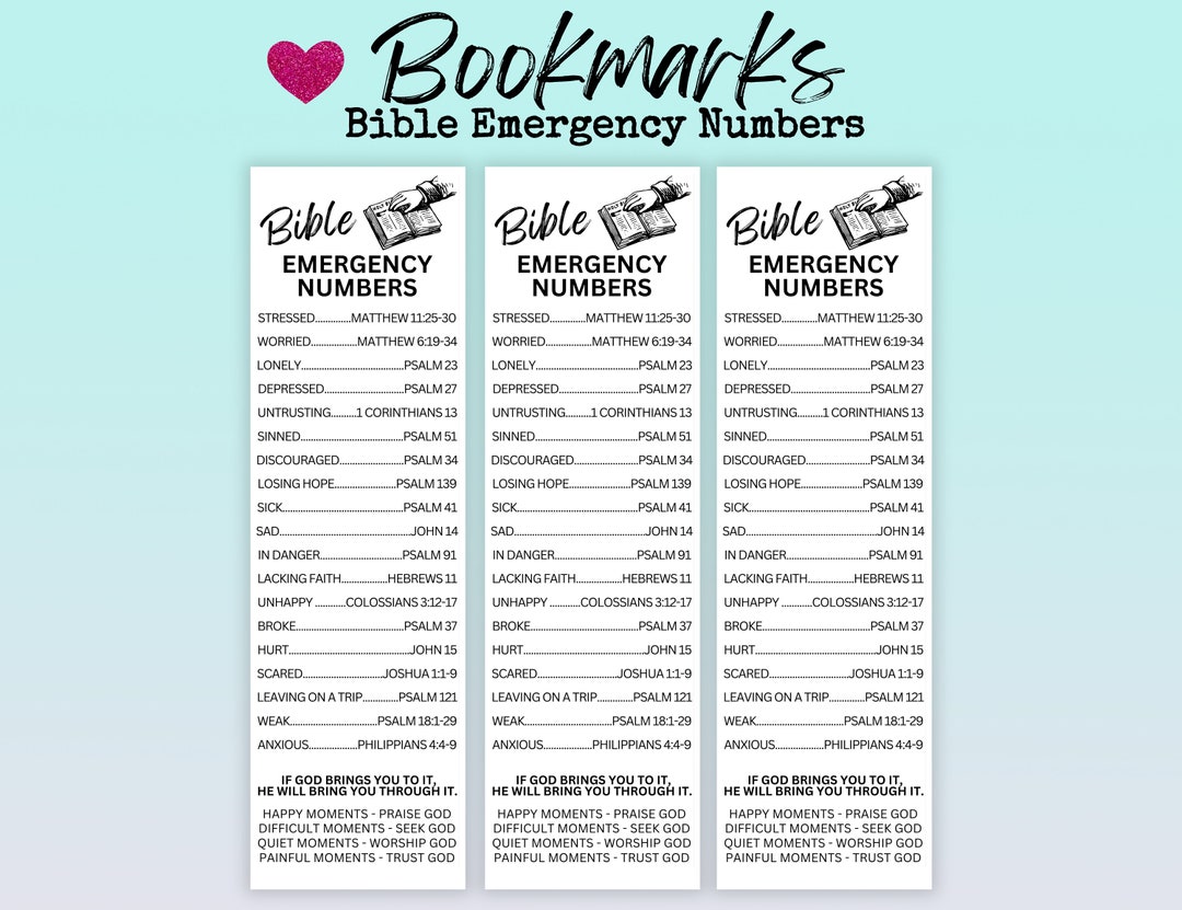 Bible Emergency Numbers Bookmark - Il 1080xN.6083650166 Rj8k 