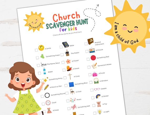 Church Scavenger Hunt for Kids, Sunday School Game, Indoor Scavenger Hunt, Fun Church Activity for Kids, Christian Church Party Games