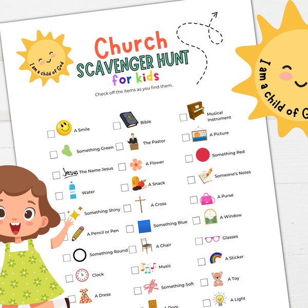 Church Scavenger Hunt for Kids, Sunday School Game, Indoor Scavenger Hunt, Fun Church Activity for Kids, Christian Church Party Games