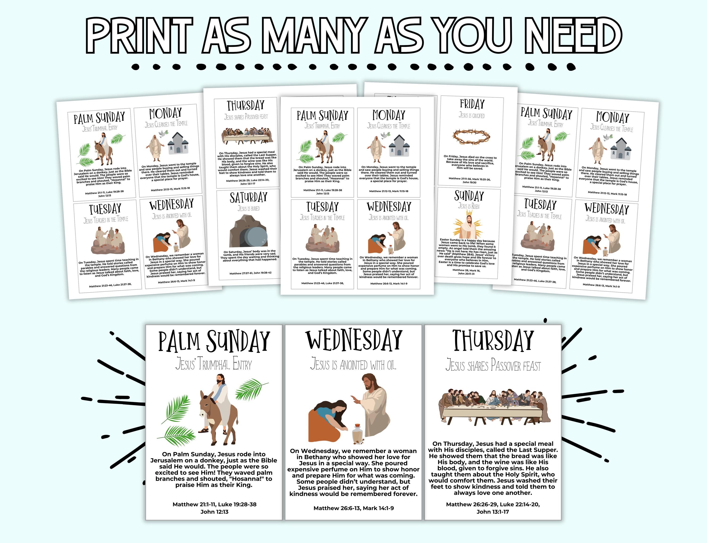 Holy Week Cards for Kids, Kids Easter Story Cards, Easter Advent ...