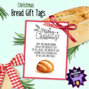 Jesus is the Bread of Life Gift Tags, Homemade Bread Gift Tags for Christmas, Christmas Bread Baking Gift Tags, Ministry Gift, Scripture Tag