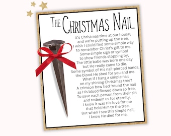 Christmas Nail, Christmas Nail Ornament Card, Christmas Church Gift, Religious Christmas Gift, DIY Christmas Gift, Jesus is the Reason