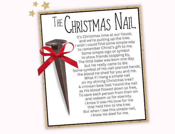 Christmas Nail, Christmas Nail Ornament Card, Christmas Church Gift, Religious Christmas Gift, DIY Christmas Gift, Jesus is the Reason