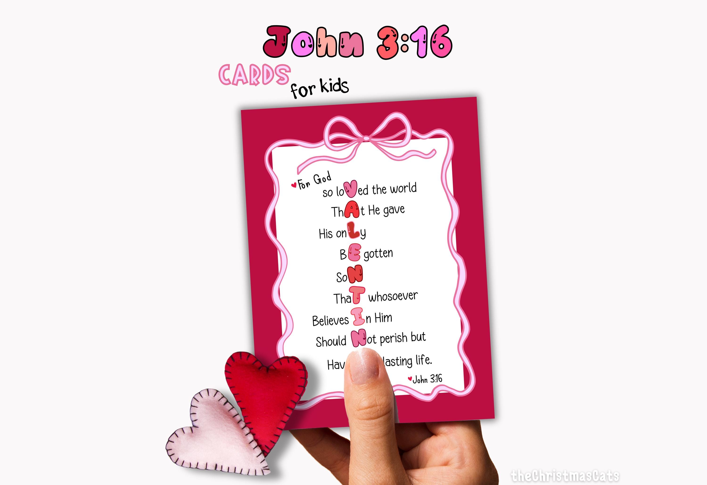John 3:16 Bible Verse Valentine's Day Cards for Kids, Valentines ...