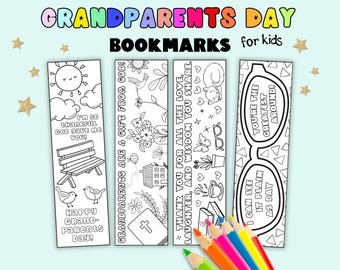 Grandparents Day Bookmarks, Printable Grandparents Day Classroom Activity for Kids, Coloring Pages for Grandparents Day at School Gift Ideas