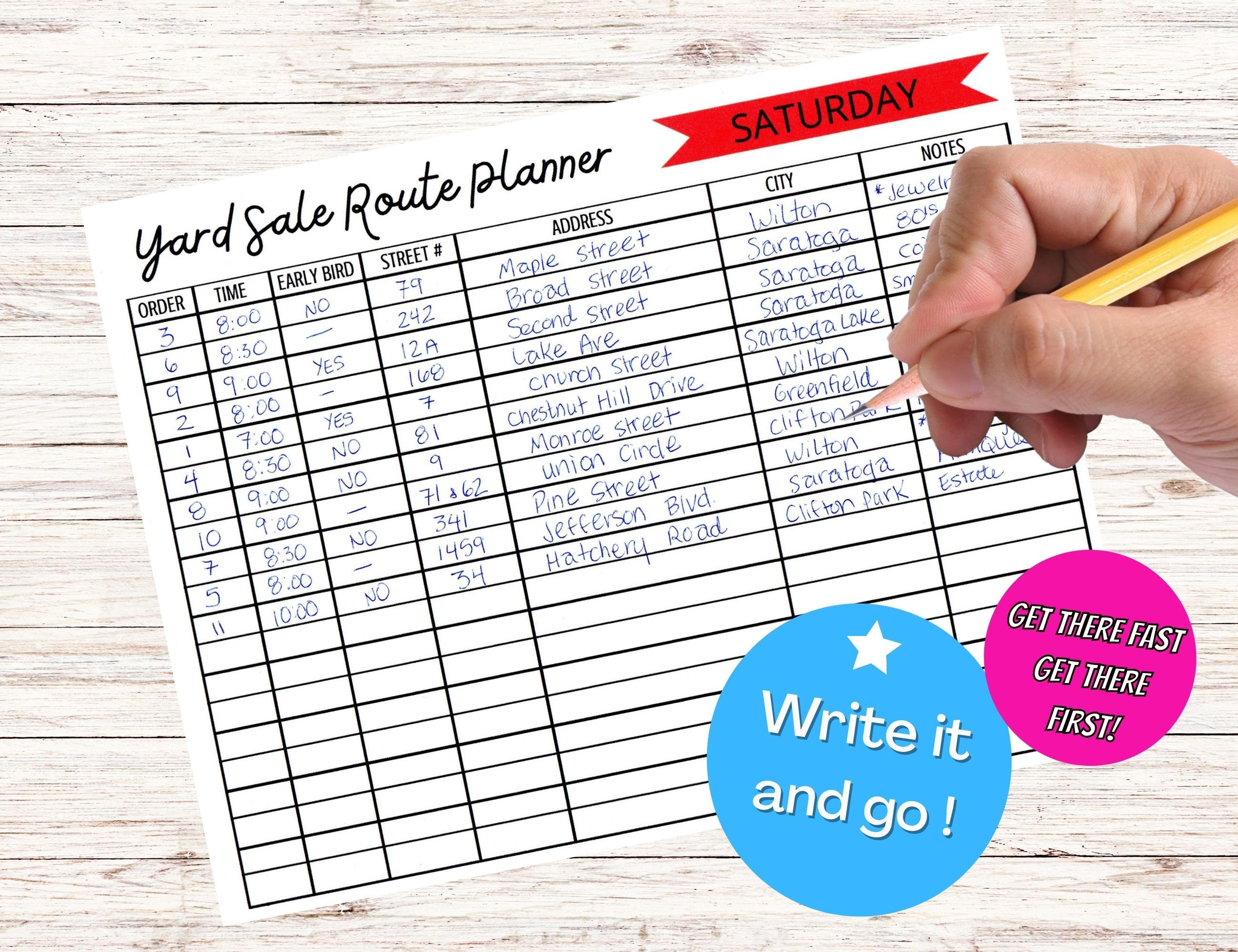 Yard Sale Route Planner Tracker for Garage Sales List Etsy