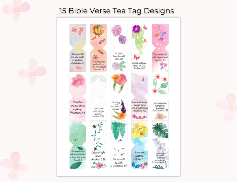 Scripture Tea Bag Tags and Envelopes, Bible Verse Tea Bag Tags, Tea Gifts for Mom, Christian Gifts for women, Church Gift, Tea Lover Gift image 2