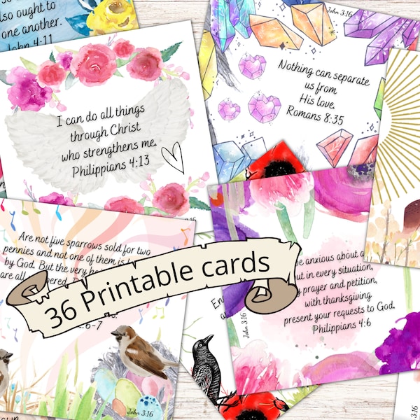 Bible Verse Cards, Printable Scripture Cards, Christian Tracts to pass out, Christian gifts for Women, Bible Study, Affirmation, Bible Tract