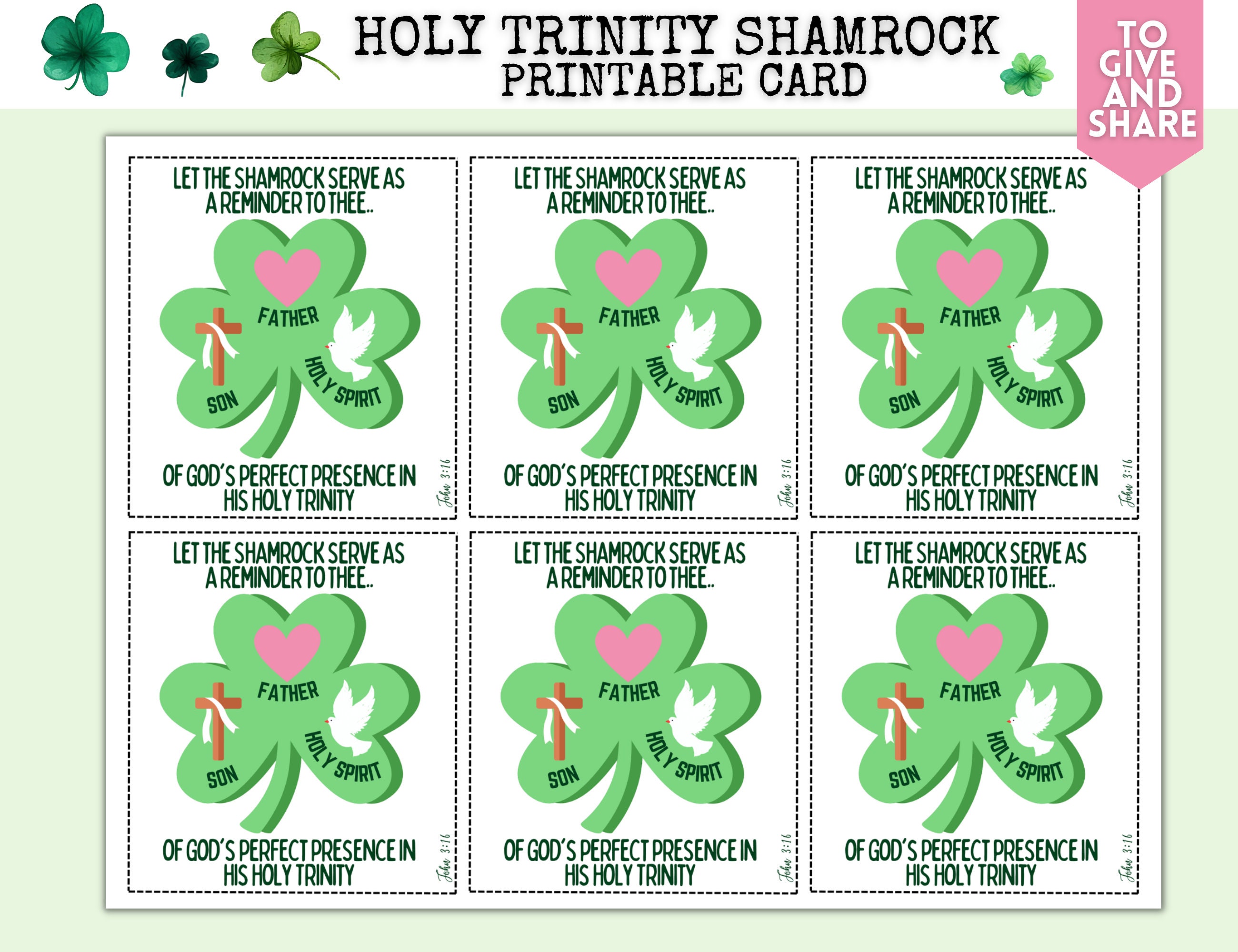 shamrock holy trinity - st. patrick's day bible verse cards