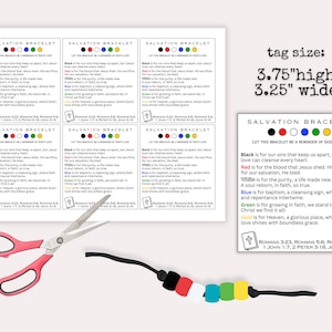 Farben der Erlösung Gedicht Armband Handwerk Karten, druckbare Bibel Lesson Craft, Glaube Armband Handwerk, Evangelium Gedicht Karten, Kinder Kirche Craft Bild 3