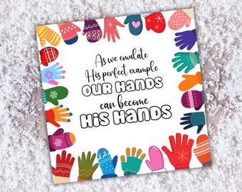 Gift Tag for Gloves, Winter Glove Christmas Tag Christian Tag for Gloves, Neighbor Gift, Teacher Gift, Our Hands Become His Hands, Keep Warm