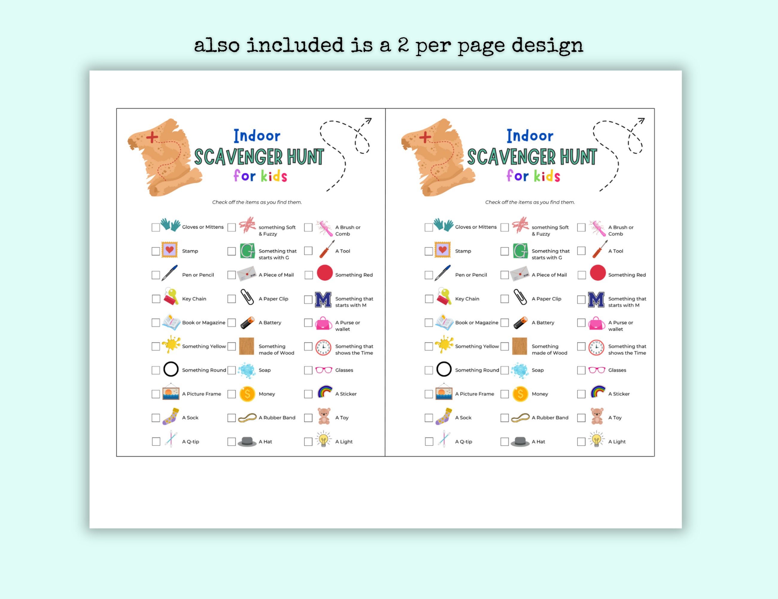 Kids Indoor Rainy Day Scavenger Hunt Printable Indoor Treasure Hunt for ...