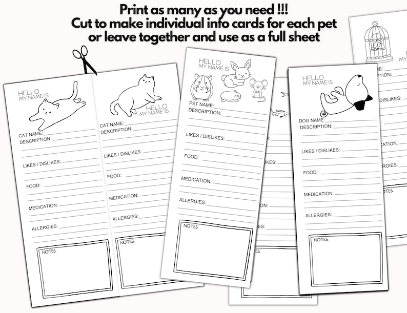 Printable Pet Sitter Notes Checklist for Pet and House - Etsy